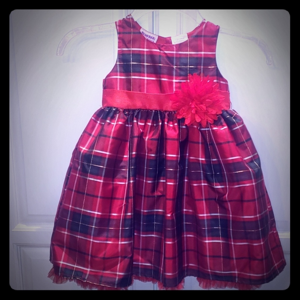 Girls Blueberi Boulevard Red Plaid Christmas Dress
